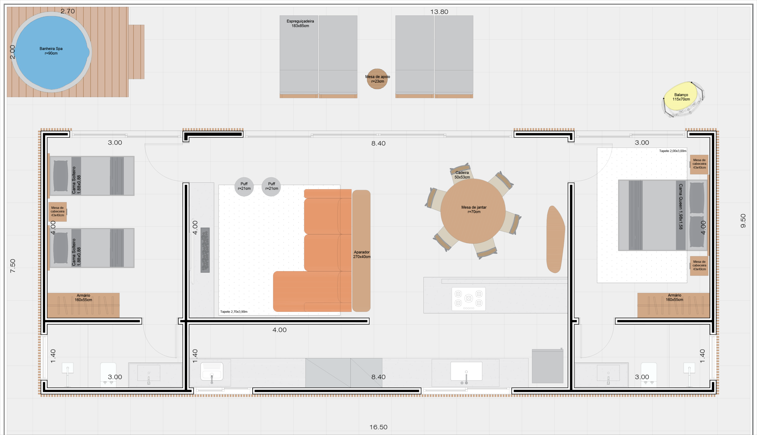 Planta baixa com metricas